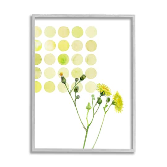 Stupell Industries Dandelion Flowers under Abstract Summer Circles Floral Painting Framed Wall Art
